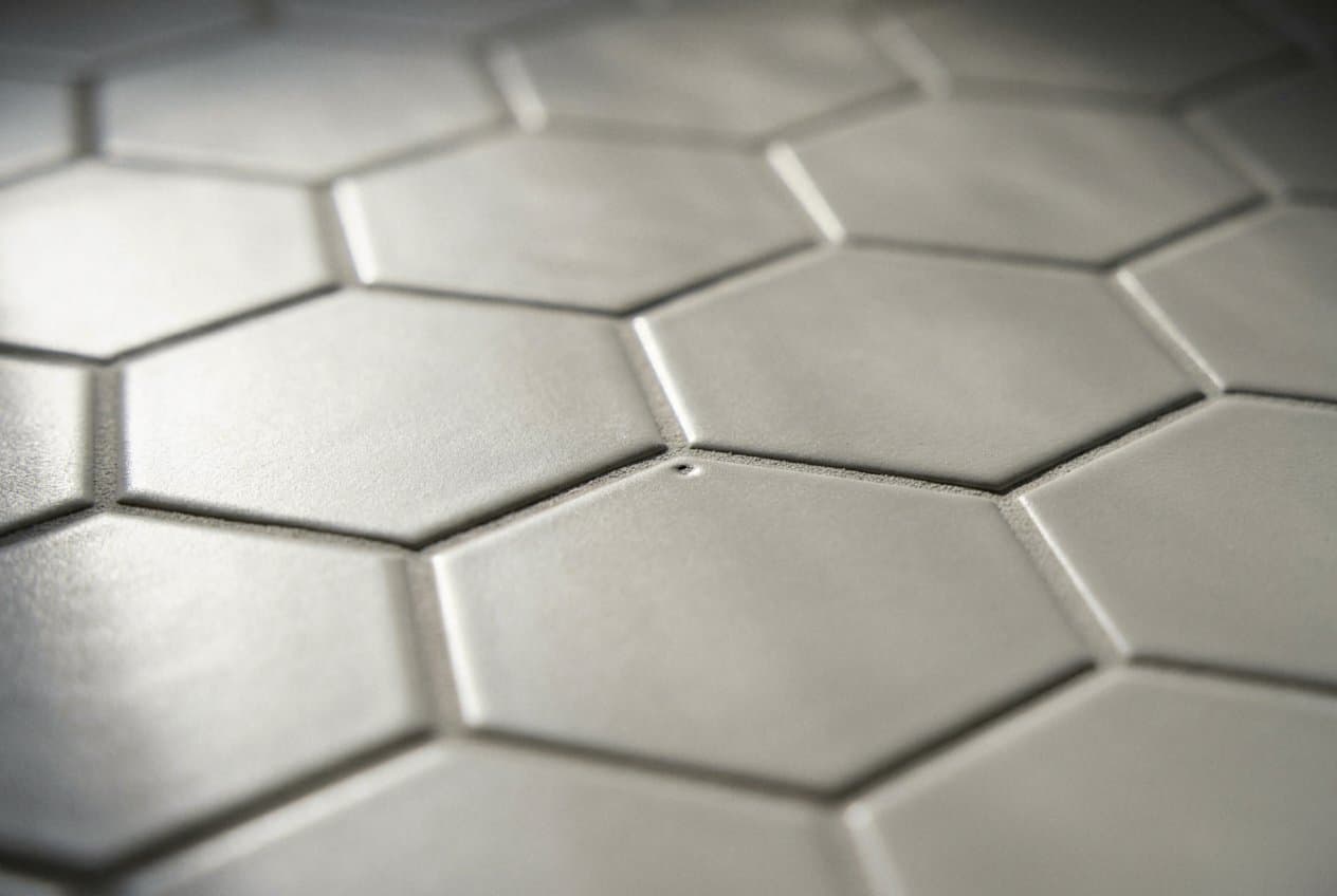 Clean hexagon tile with crisp uniform grout lines